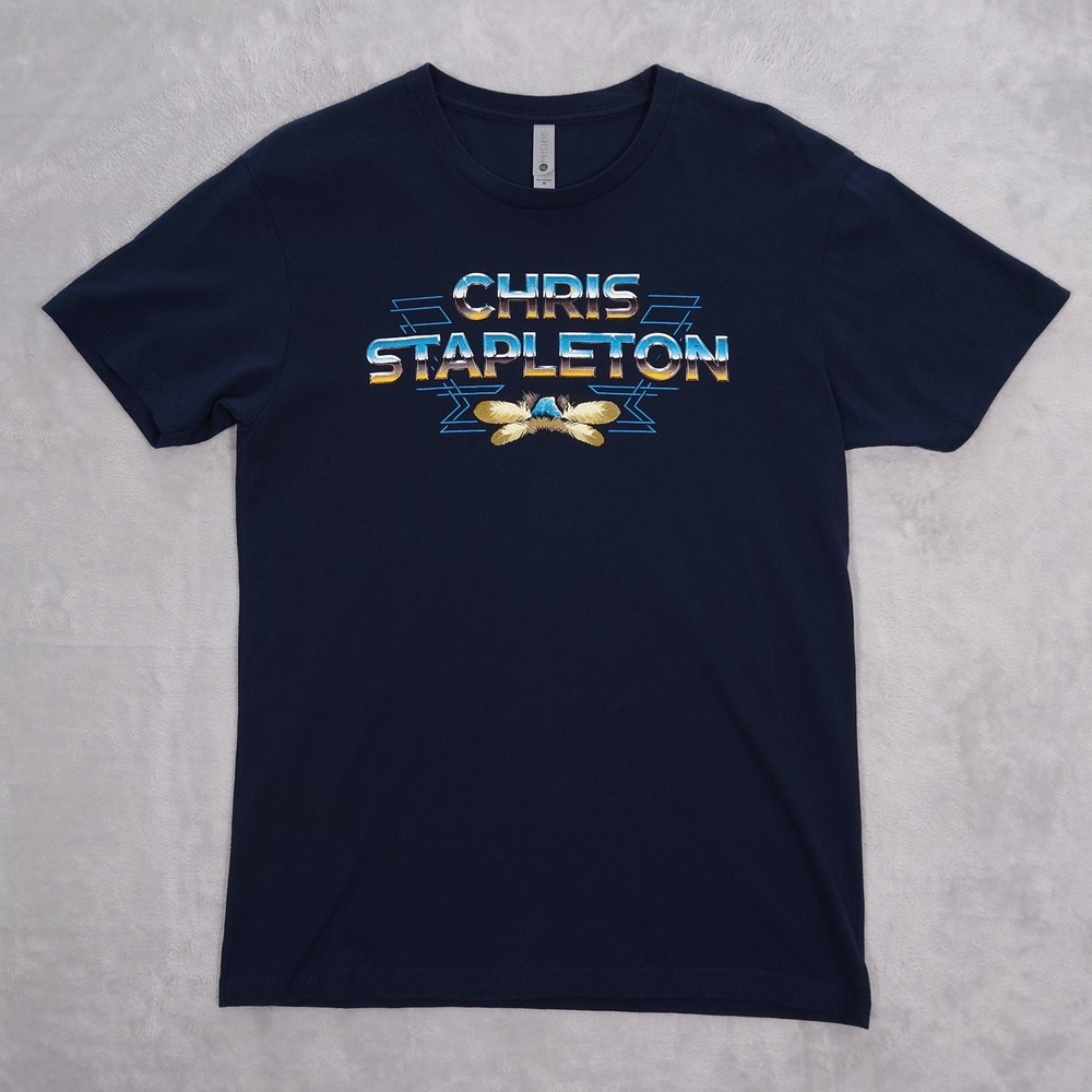 Chris Stapleton Chrome Feather T-Shirt Mens M Black Next Level Rare Country Tee